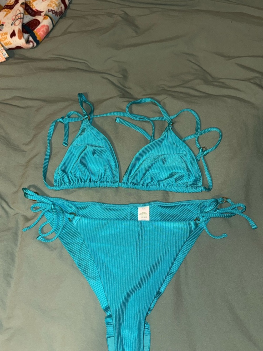 aerie Teal Ribbed String Bikini Set